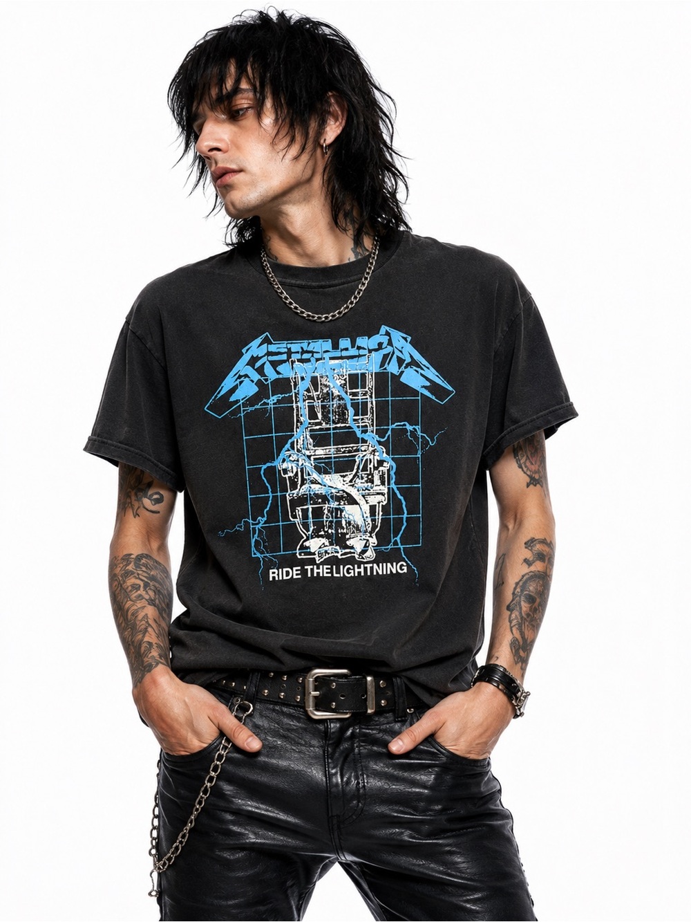 Kids' 'Ride the Lightning' Graphic Tee - Black/Blue